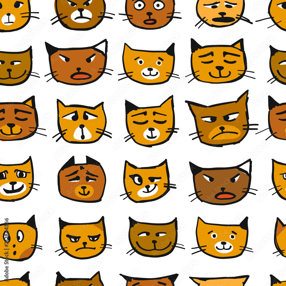 Cat faces, seamless pattern for your design