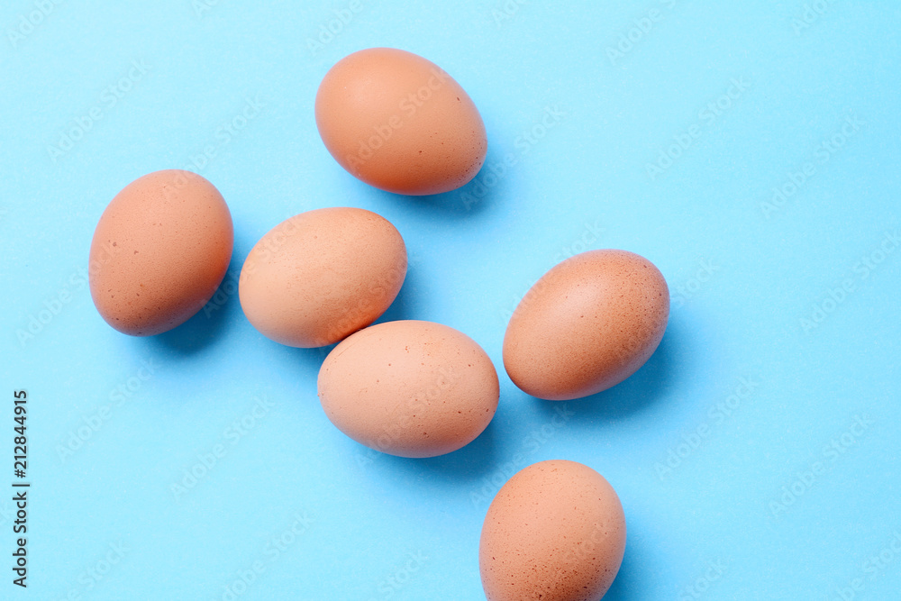 Top view of six raw eggs Top view of six raw eggs