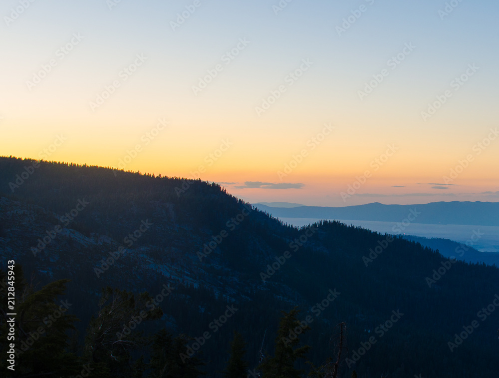 Mountain Sunset Over Lake Tahoe