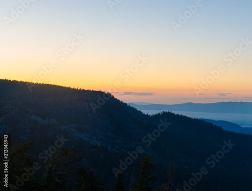 Mountain Sunset Over Lake Tahoe