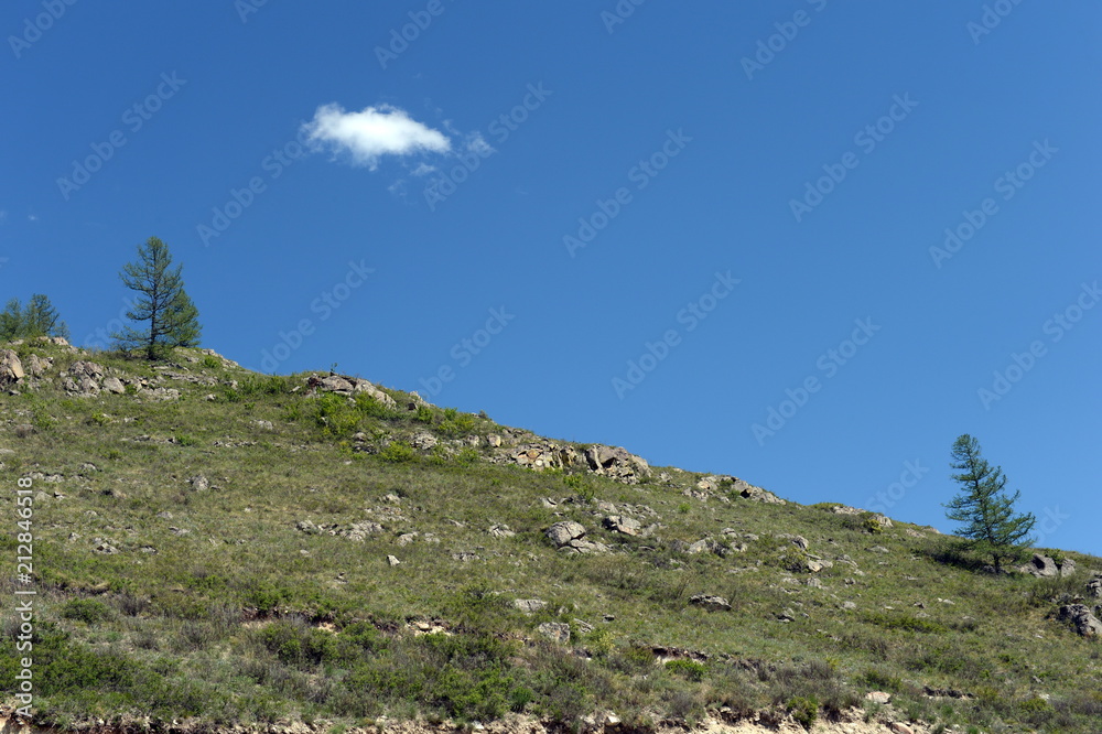 Mountain landscape on the pass Chike-Taman. Mountain Altai