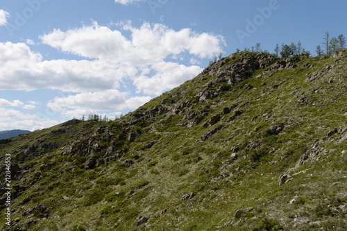 Mountain landscape on the pass Chike-Taman. Mountain Altai