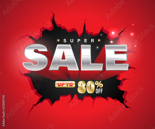 Super sale 3D exploded on cracked wall.
