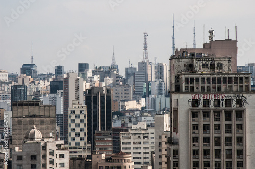 View of the metropolis of San Paolo, in Brazil from the roof of a nervy office building