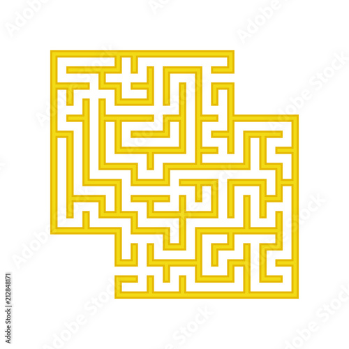 Yellow square labyrinth. A game for children. Simple flat vector illustration isolated on white background. With a place for your images.