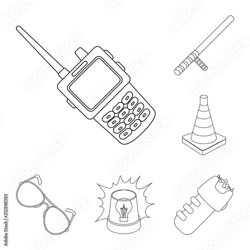 Police, Department outline icons in set collection for design.Detective and accessories vector symbol stock web illustration.