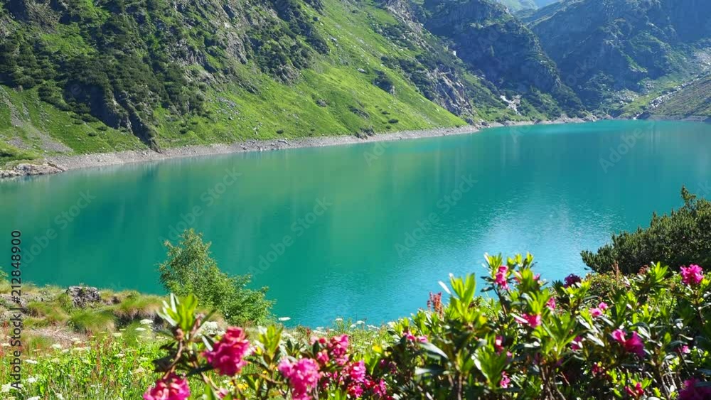Landscape of the Lake Barbellino an alpine artificial lake. Italian Alps. Italy