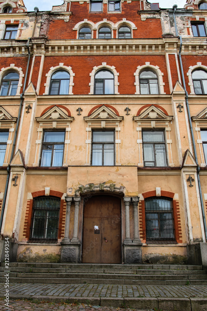 Facade of the old townhall in Vyborg, Russia