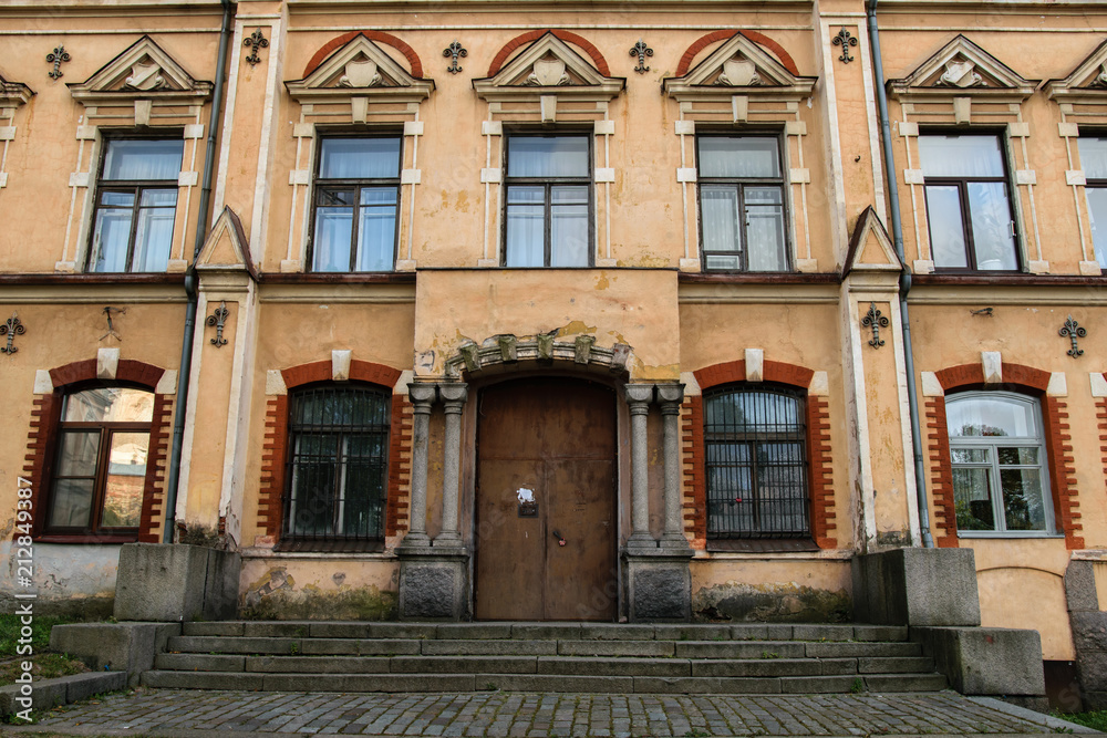 Facade of the old townhall in Vyborg, Russia