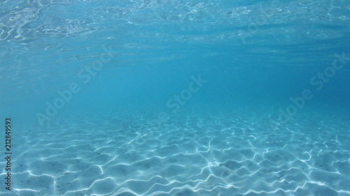 Clear blue water background in ocean 