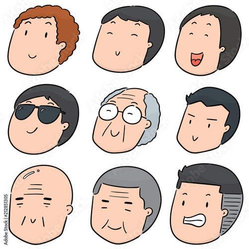 vector set of cartoon face