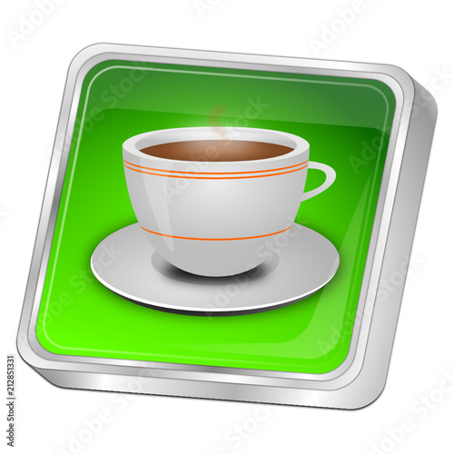 Button with a Cup of Coffee - 3D illustration