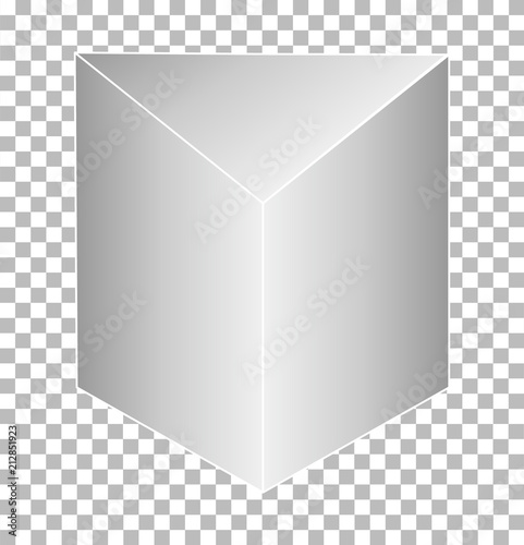 white triangular prism isolated on transparent background. triangular shape sign. black and white prism.