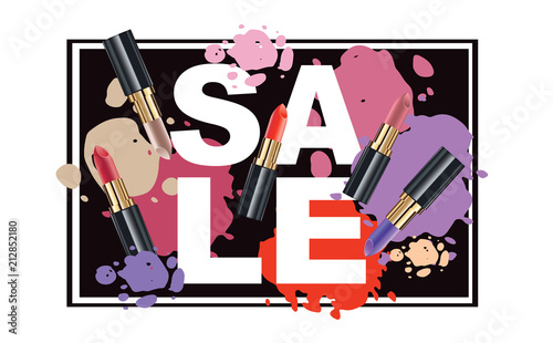 Color Sale banner with bright lipstick