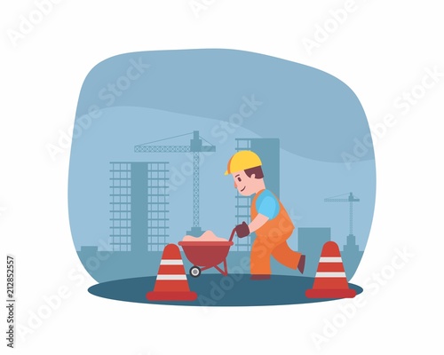 construction worker foreman builder construction site engineer contractor cartoon character