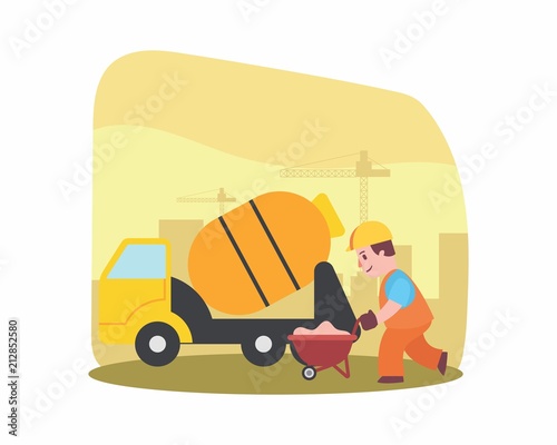 construction worker foreman builder construction site engineer contractor cartoon character
