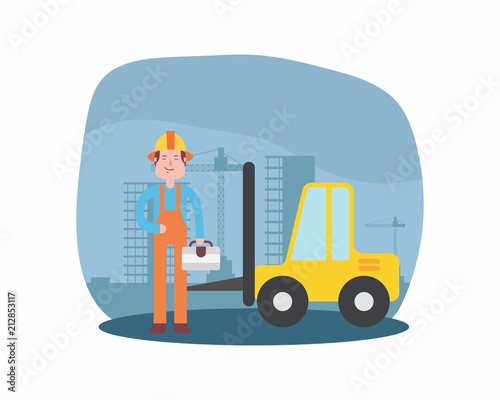 construction worker foreman builder construction site engineer contractor cartoon character