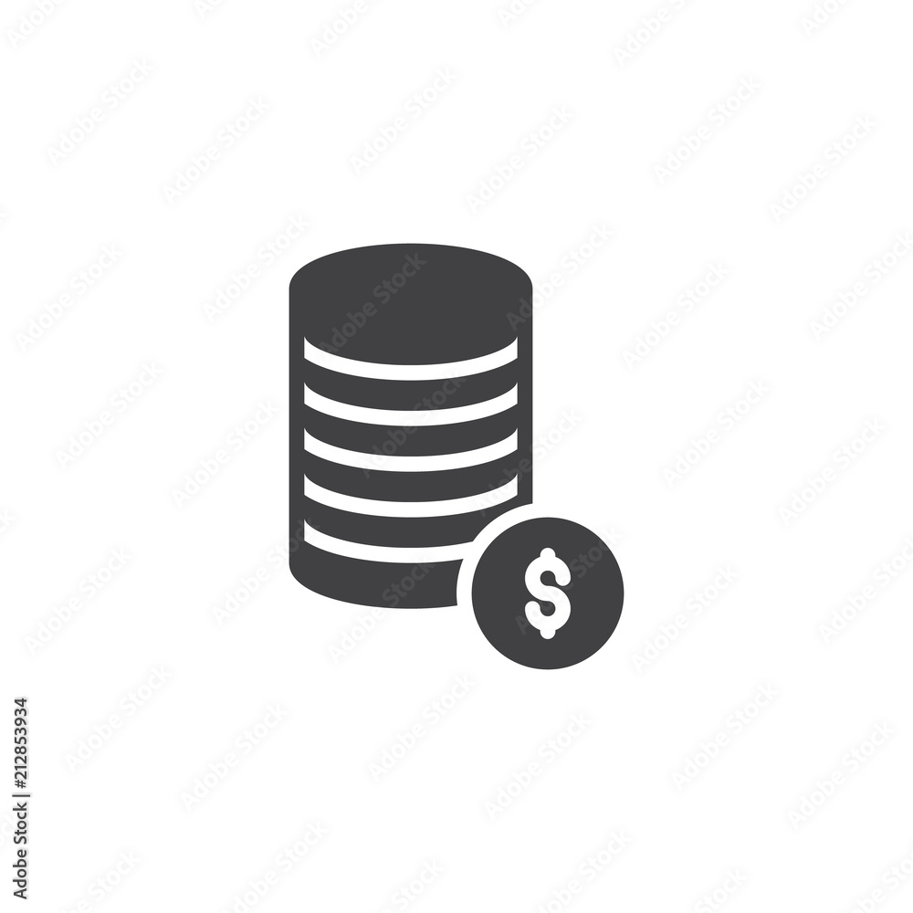 Dollar data vector icon. filled flat sign for mobile concept and web design. database money simple solid icon. Symbol, logo illustration. Pixel perfect vector graphics Dollar data vector icon. filled flat sign for mobile concept and web design. database money simple solid icon. Symbol, logo illustration. Pixel perfect vector graphics