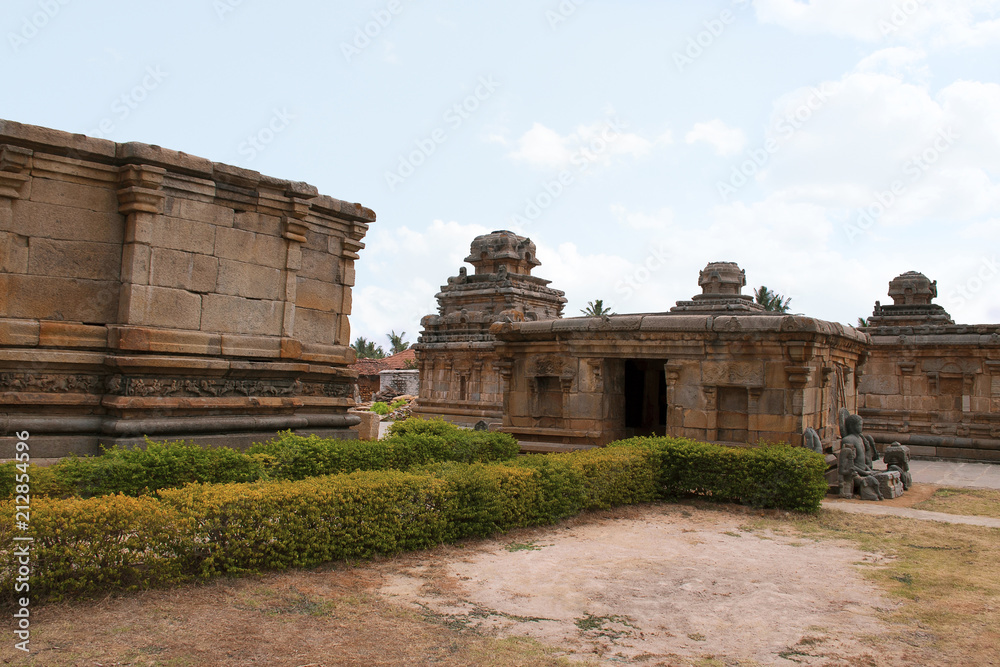 Panchakuta Basadi,or Panchakoota Basadi Kambadahalli, Mandya district, Karnataka. Adhisthana base and open mantapa,pillared hall is seen.