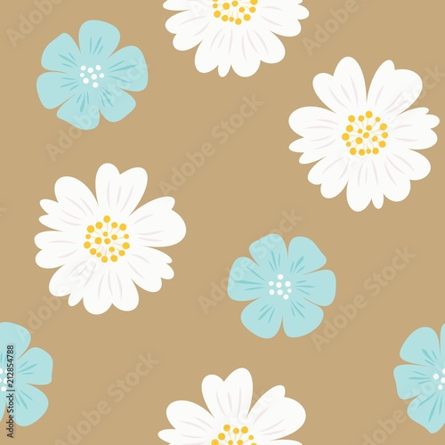 floral seamless pattern, flat design for use as background, wrapping paper or wallpaper