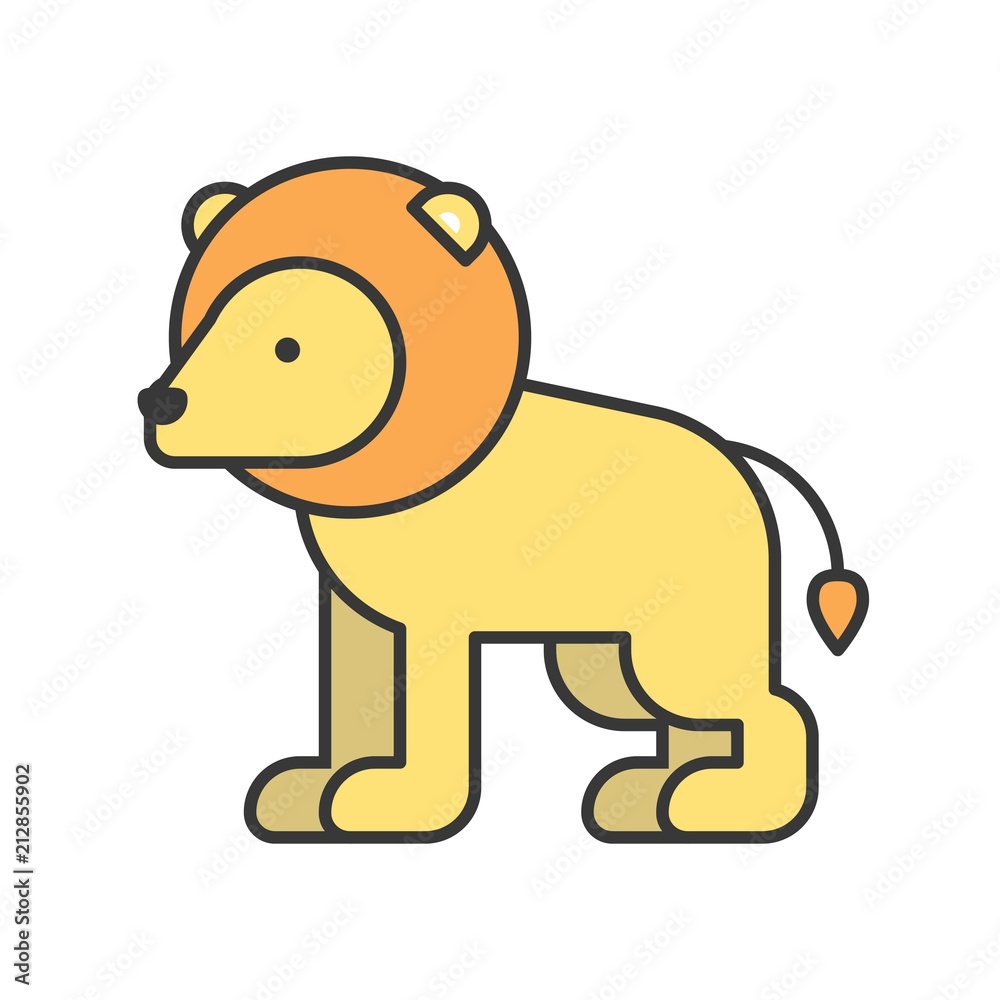 Obraz premium lion, African animal in zoo icon set, filled outline design
