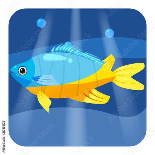 Exotic tropical fish isolated on seae background. Vector cartoon illustration. photo