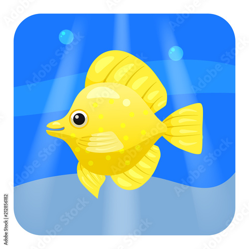 Exotic tropical fish isolated on seae background. Vector cartoon illustration.