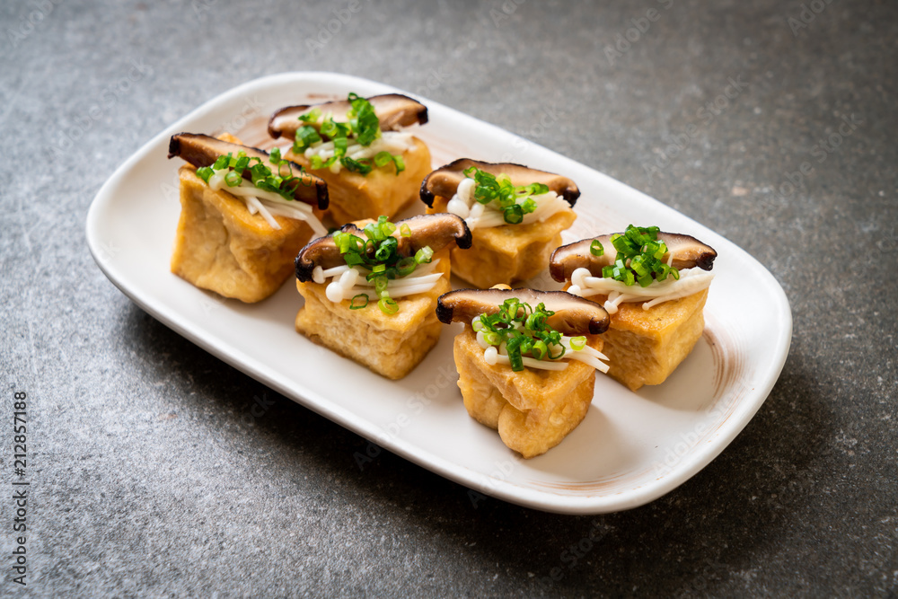 Grilled Tofu with Shitake Mushroom and Golden Needle Mushroom Grilled Tofu with Shitake Mushroom and Golden Needle Mushroom