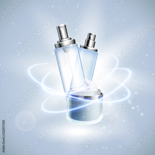 Cosmetics template for ads. Graphic concept for your design.
