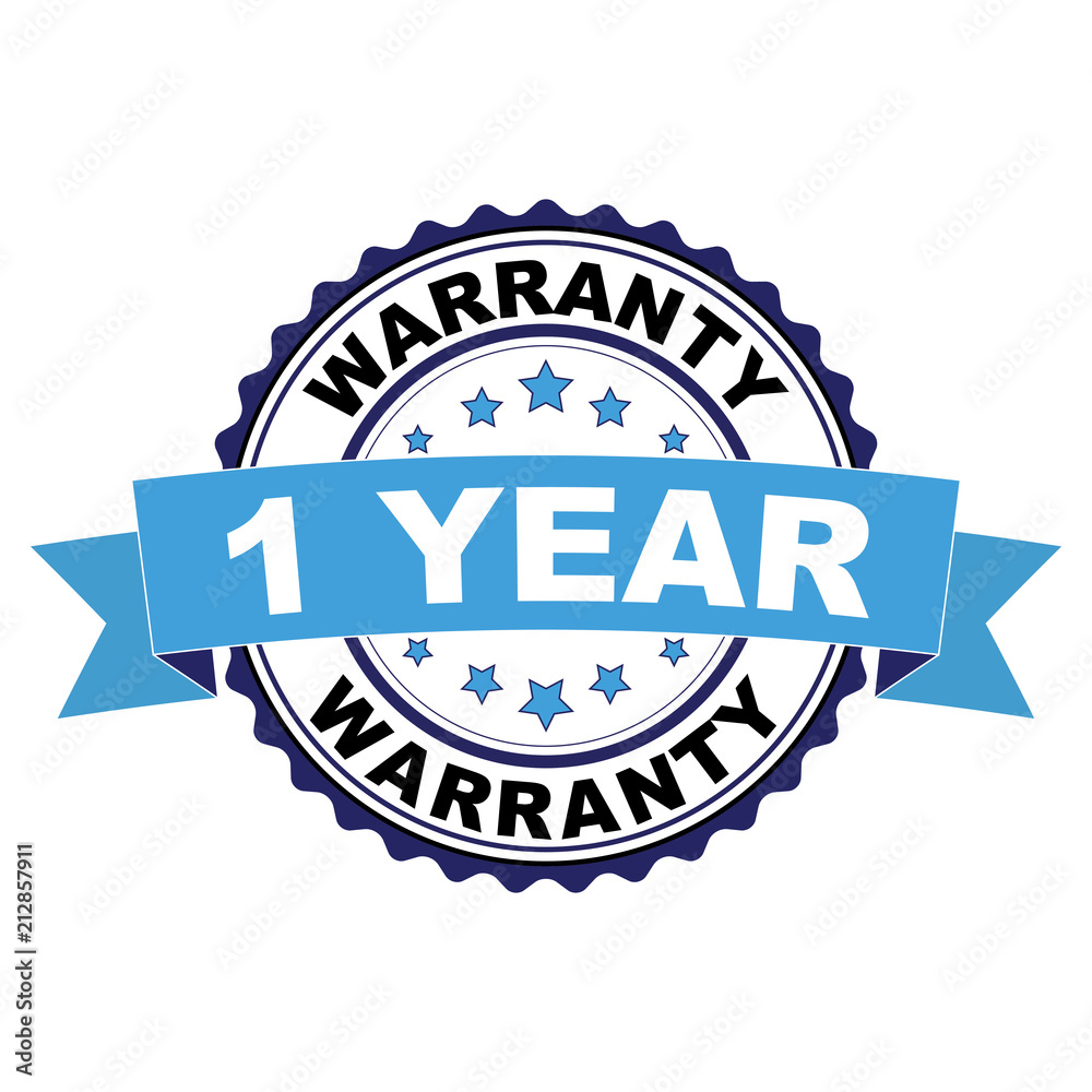Obraz premium Blue black rubber stamp with 1 year warranty concept