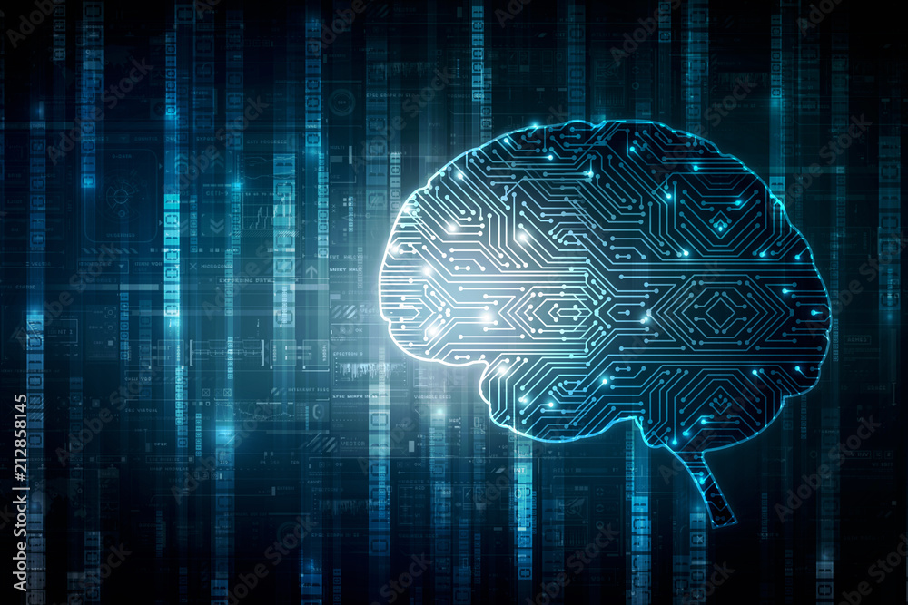 2d illustration Concept of thinking, background with brain, Abstract Artificial intelligence. Technology web background 2d illustration Concept of thinking, background with brain, Abstract Artificial intelligence. Technology web background