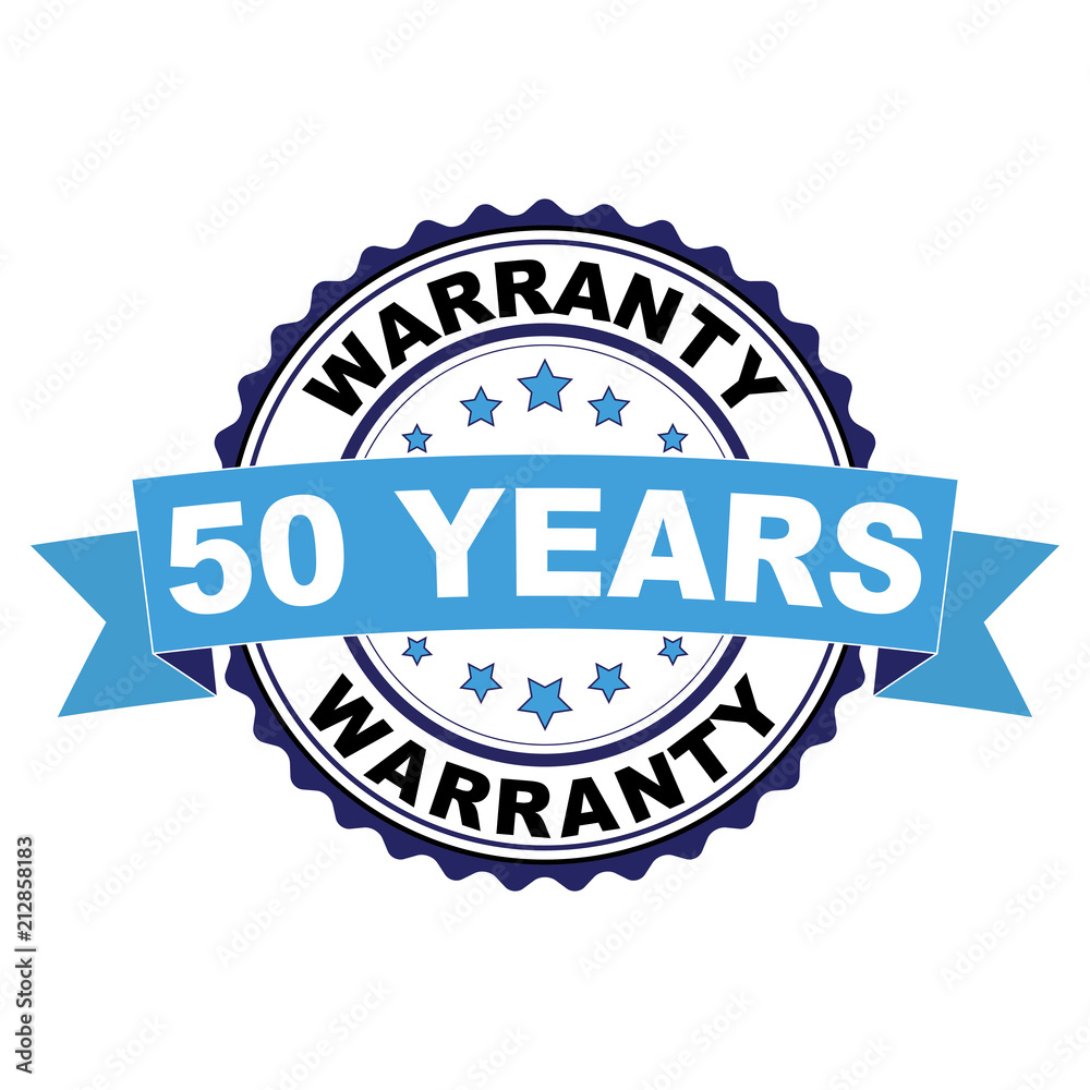 Blue black rubber stamp with 50 years warranty concept Blue black rubber stamp with 50 years warranty concept