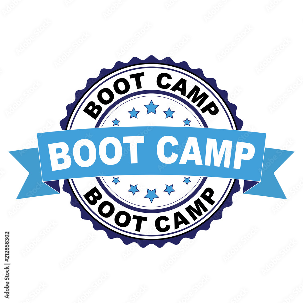 Blue black rubber stamp with Boot camp concept