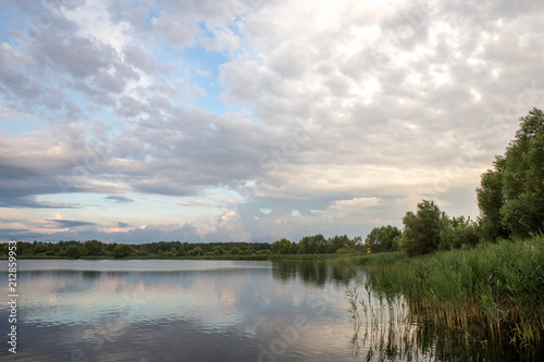 Summer sunset over the lake