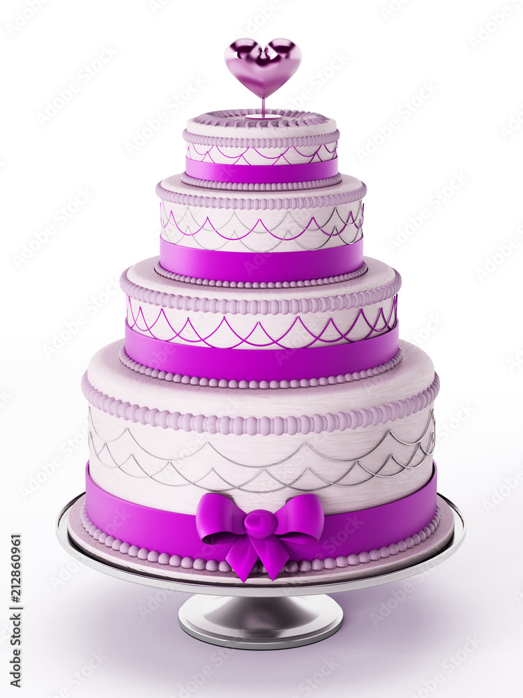 Wedding cake isolated on white background. 3D illustration