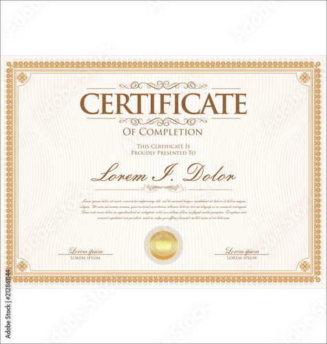 certificate or diploma retro vintage template