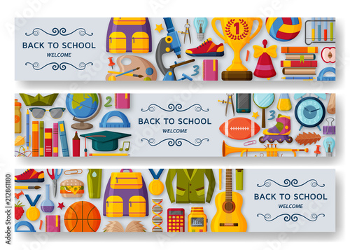 Back to school background with 3d paper cut signs. Vector illustration.