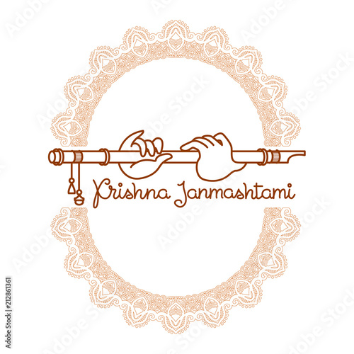 Krishna Janmashtami greeting card. Vector