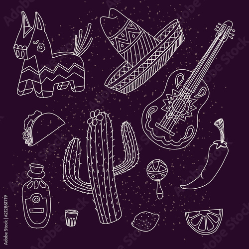 Cinco de mayo mexican illustrations set