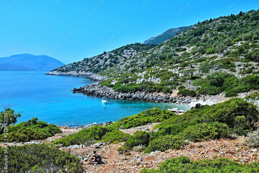 Greece,island Ithaki-view of the seacoast near Kioni