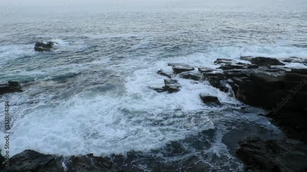 Cliff ridge, shoreline sea waves at Mt. Desert Island, Bar Harbor Maine Cliff ridge, shoreline sea waves at Mt. Desert Island, Bar Harbor Maine