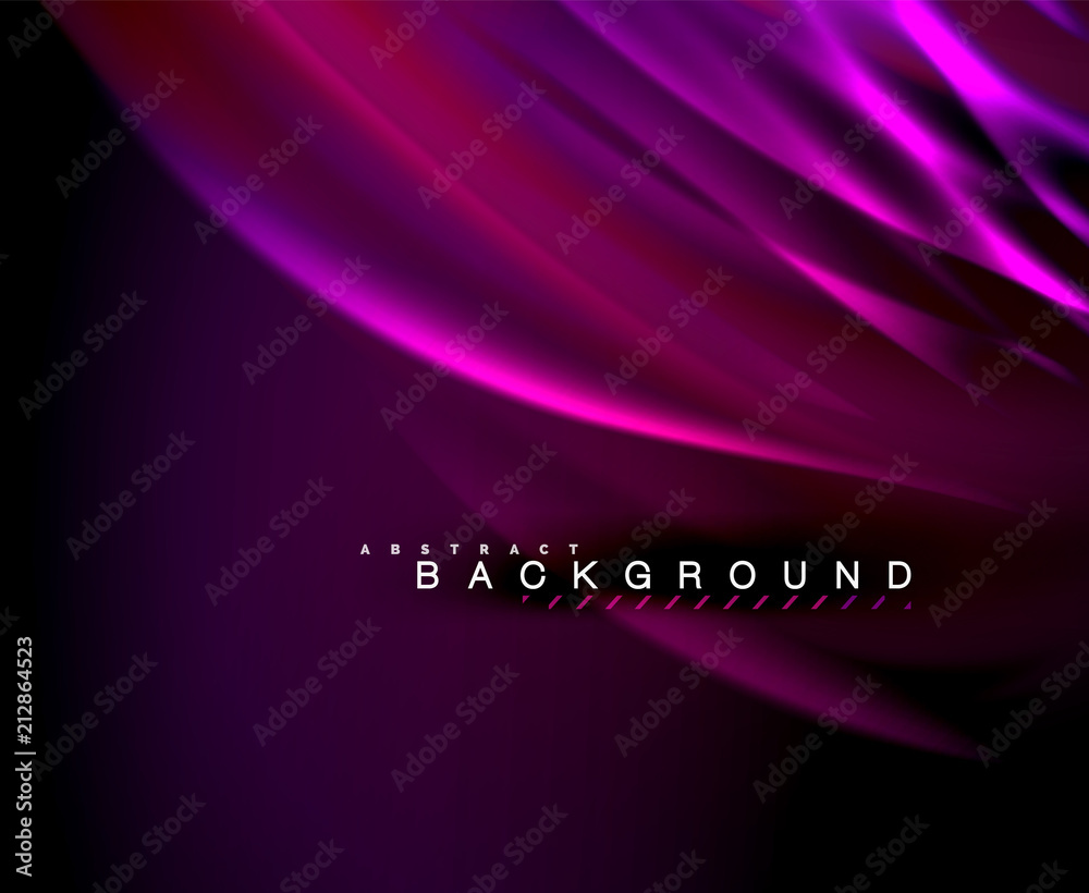 Neon glowing wave, magic energy and light motion background. Vector wallpaper template Neon glowing wave, magic energy and light motion background. Vector wallpaper template