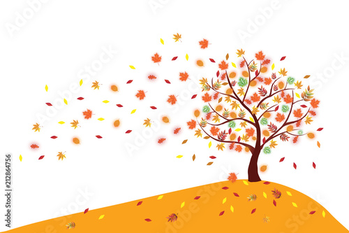 Herbst Baum auf einem Hügel