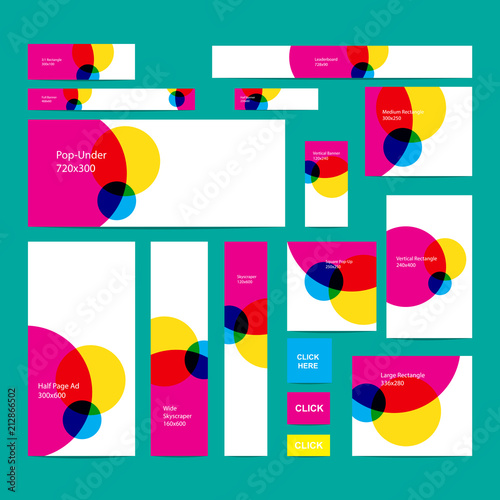 Colorful web banners set in standard size