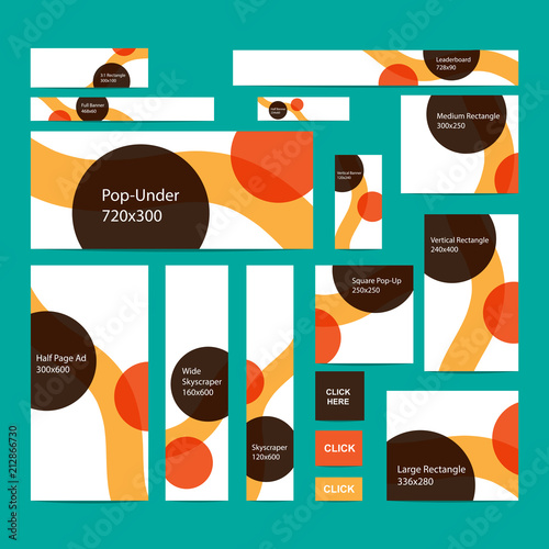 Colorful web banners set in standard size