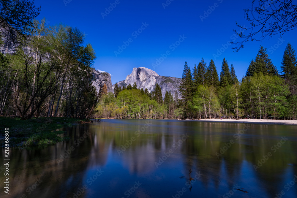 Half Dome with the reflection in river, Yosemite National Park Half Dome with the reflection in river, Yosemite National Park