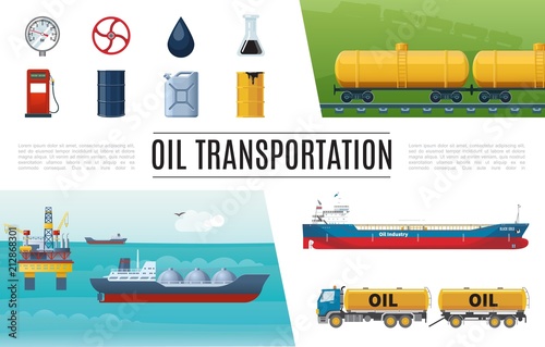 Flat Oil Industry Elements Set