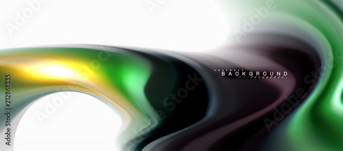 Fluid liquid mixing colors concept on light grey background, curve flow, trendy abstract layout template for business or technology presentation or web brochure cover, wallpaper
