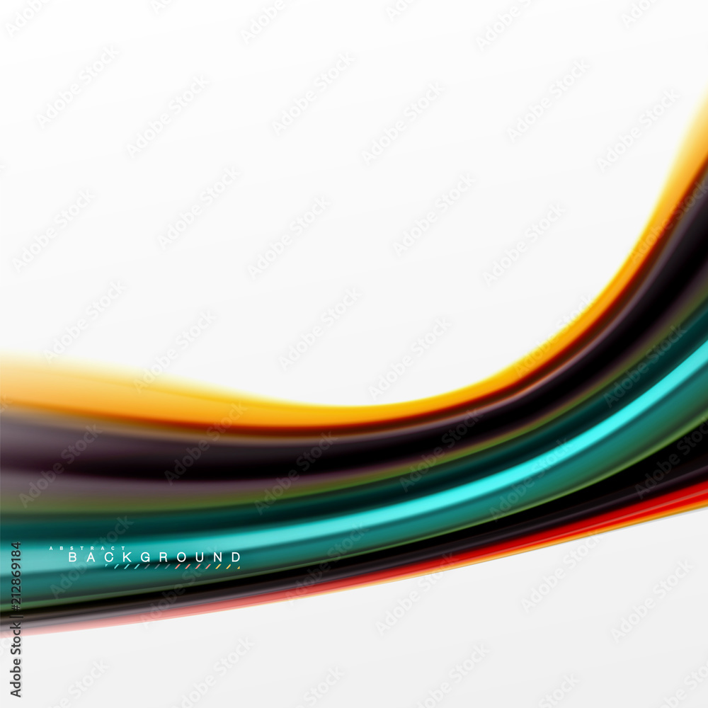 Fluid liquid mixing colors concept on light grey background, curve flow, trendy abstract layout template for business or technology presentation or web brochure cover, wallpaper