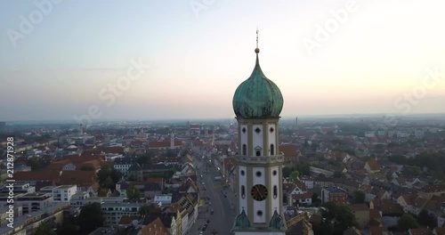 German Churchtower at sunrise 
St. Ulrich in the city of Augsburg
